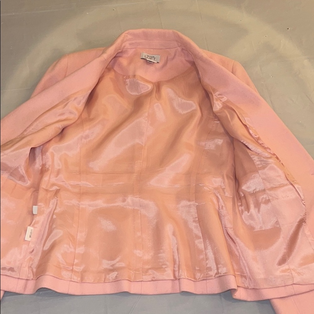 Loft Light Pink One-Button Wool Blazer Jacket 6 - image 7